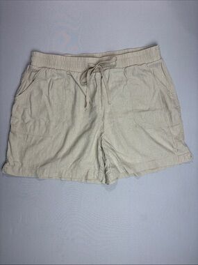 Cato Linen Rayon Drawstring Shorts Beige